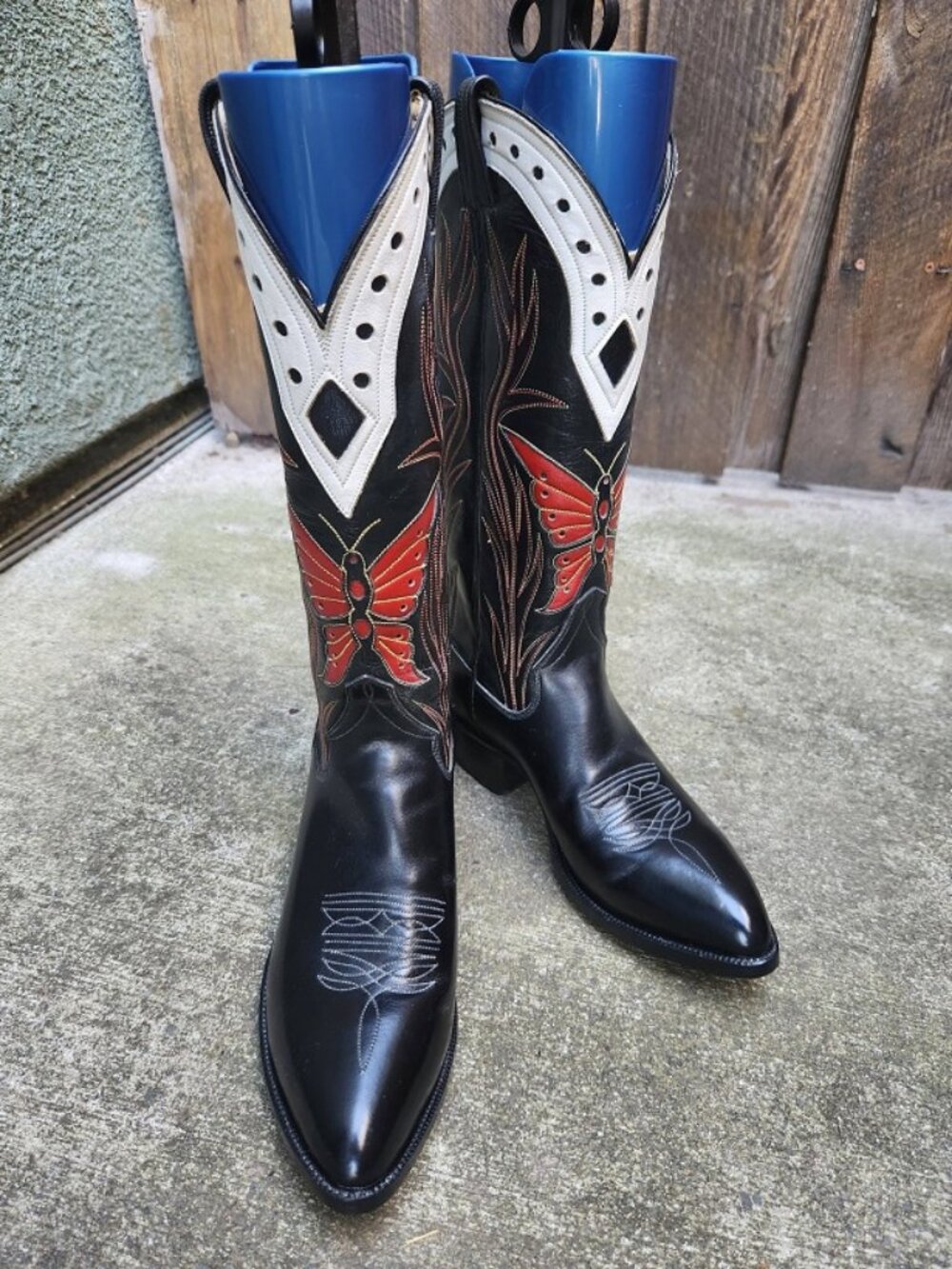 R.J. FOLEY Mens Custom Multi-Color Butterfly Cowboy Boots 8.5D